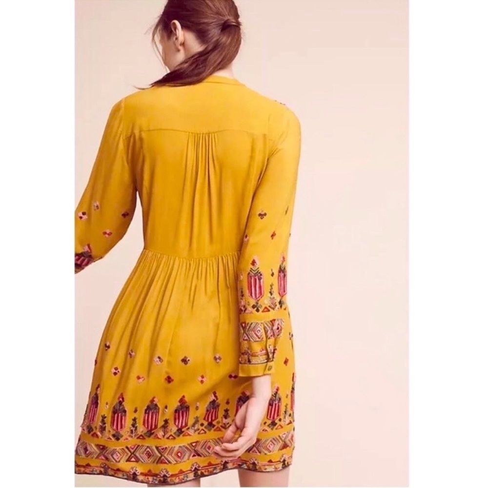 Anthropologie Floreat Raella Embroidered Long Sleeve Tunic Dress XS